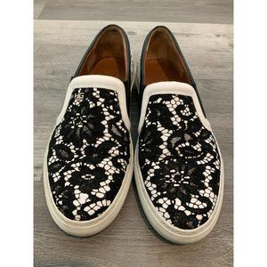 Givenchy White & Black Floral Lace Slip-On Sneaker Flats Size 8.5 (US) 38.5 (EU)